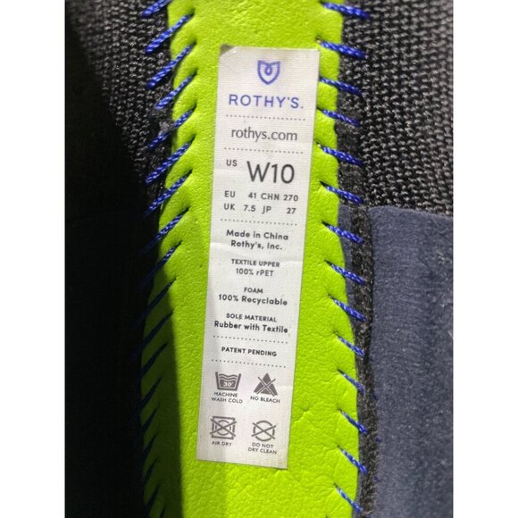 Rothys Womens Pointed Toe Flats Black & Blue Slip-On Shoes Size 10 - Picture 8 of 8